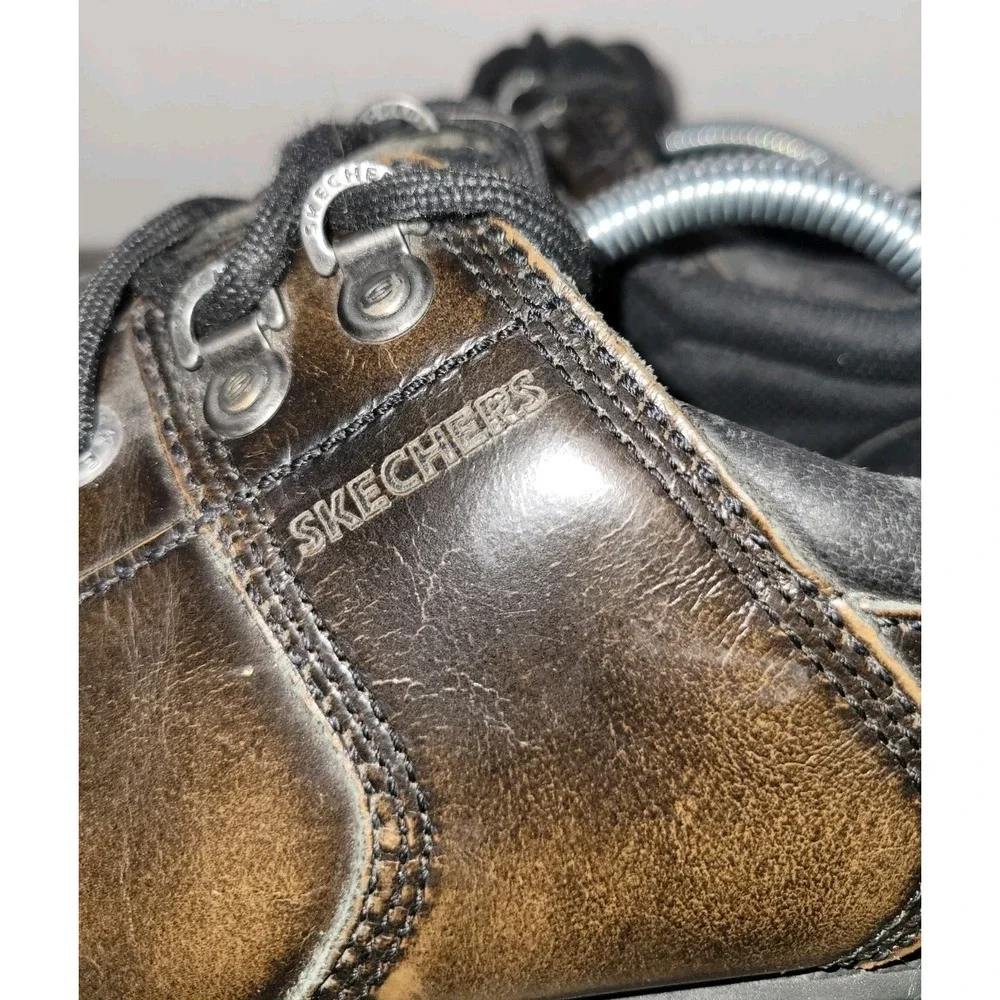 Skechers Chunky Platform Lug Sole Shoes Mens 10 Brown Leather Oxford Vintage Y2K